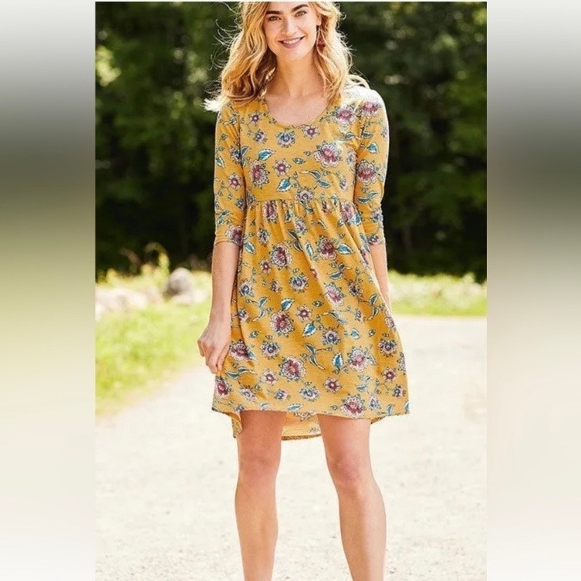 Matilda Jane Yellow Floral A Place In The Sun 3/4 Sleeve Mini Dress Sz.Xl